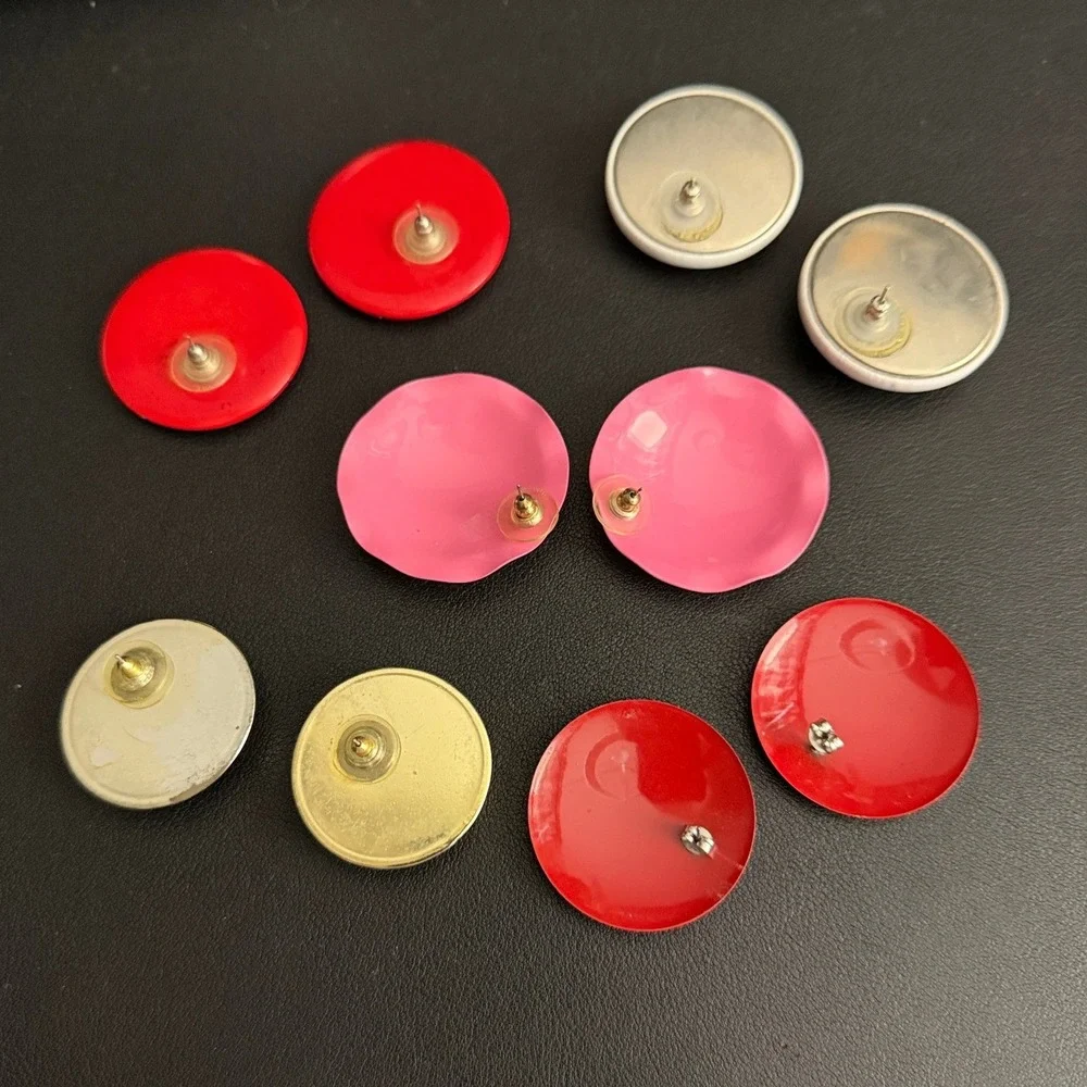 Vintage Earrings Red Pink Black Pop Art Lot